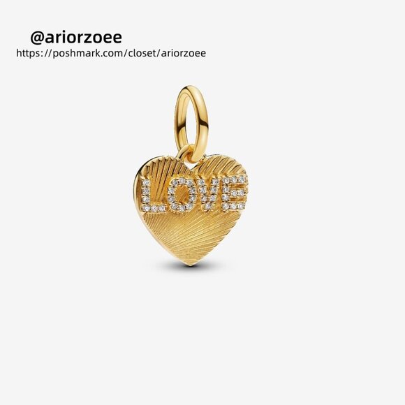 Pandora Engravable Love Heart Dangle Charm - Picture 1 of 7